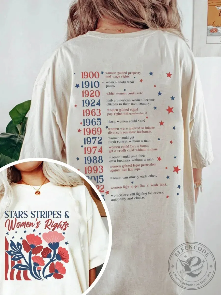 Stars Stripes and Women's Rights Feminist History Timeline T-Shirt